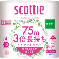 日本製紙クレシア スコッティフラワーパック３倍長持ち４Ｒ ダブル 無香 ７５ｍ